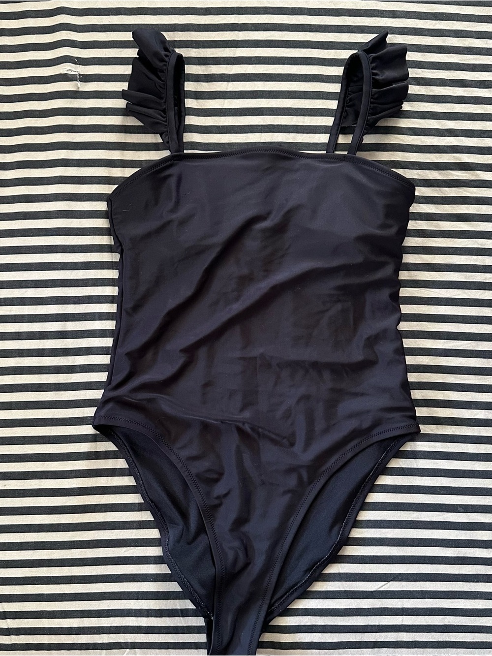 Old Navy Black Ruffle Strap One-Piece Swimsuit
